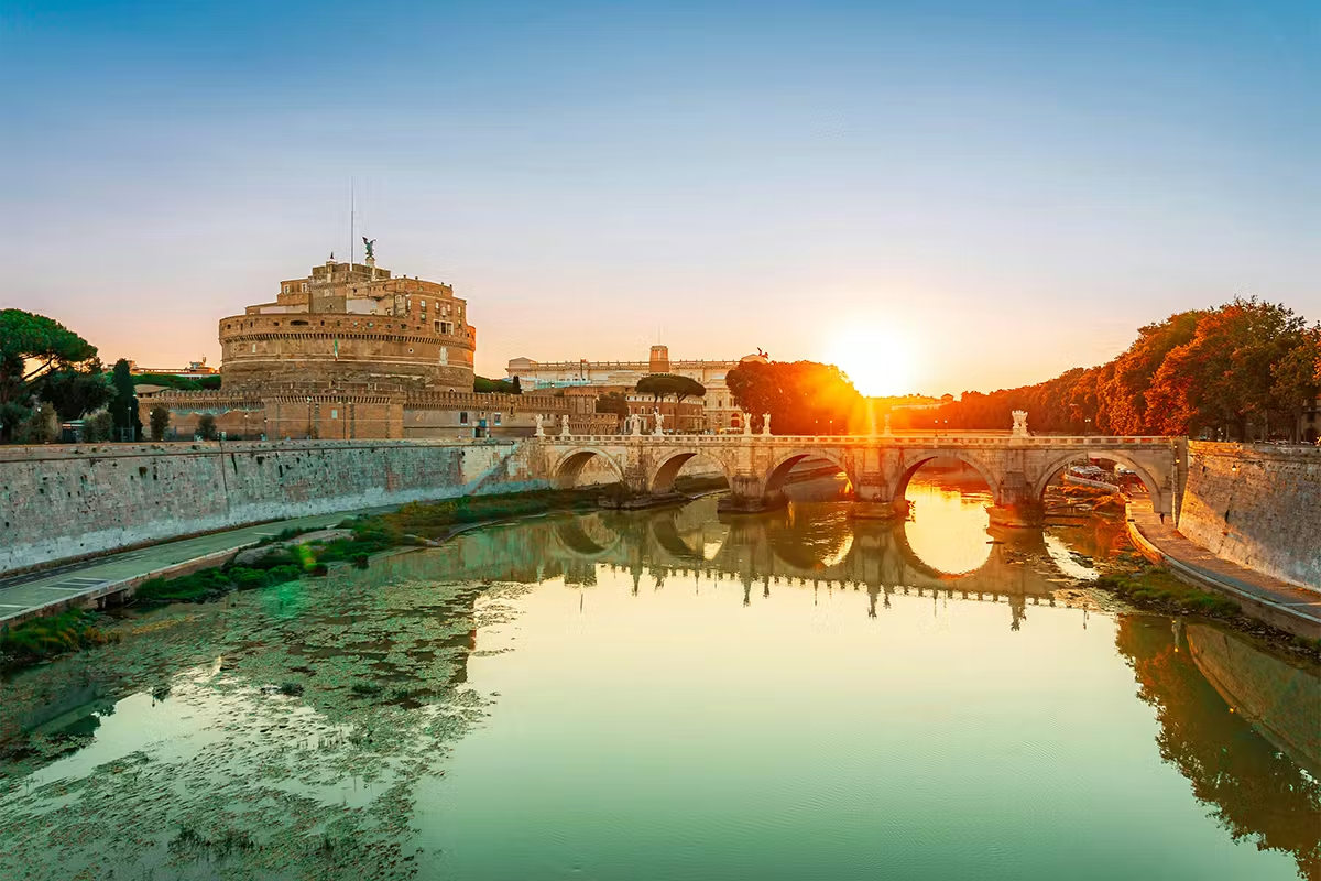 Castel Sant'Angelo and the Tiber at sunset