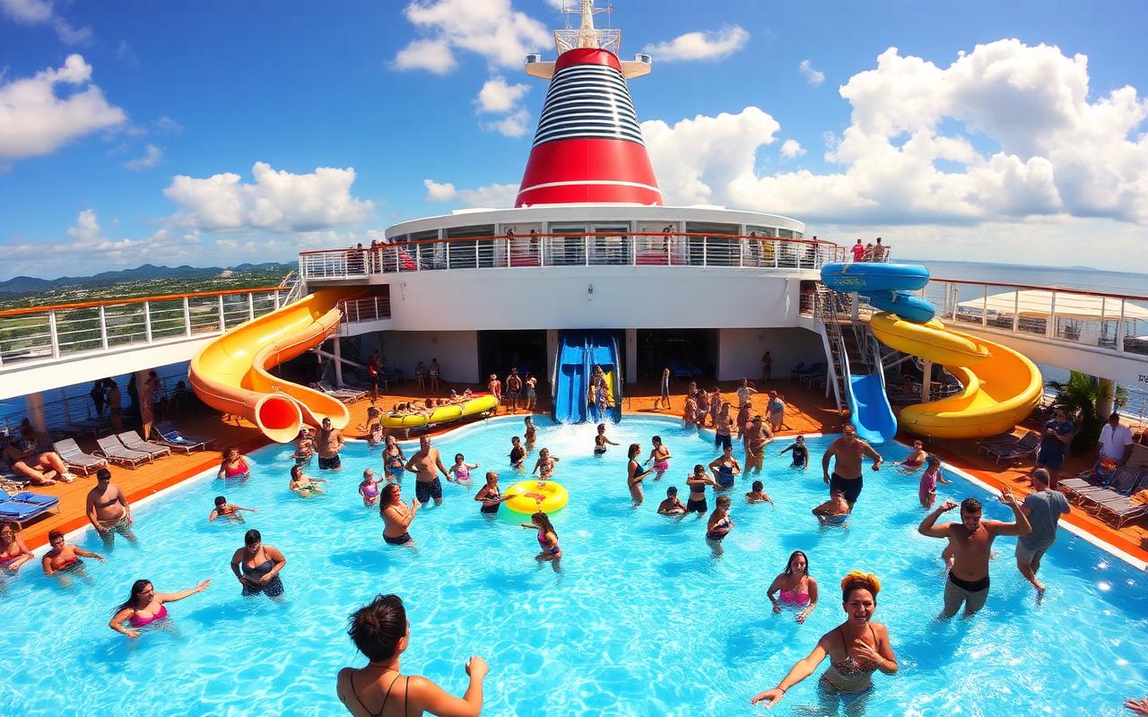 Cruise ship pool deck fun